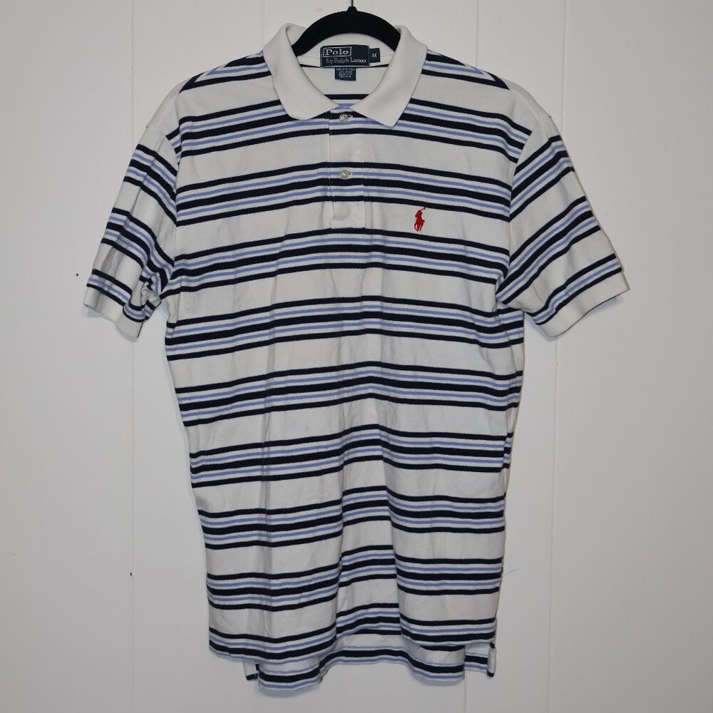 Polo Ralph Lauren Striped Polo Shirt White Blue – Men’s M